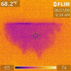 Infared Inspections 124 Basment leak on the wall from the ceiling