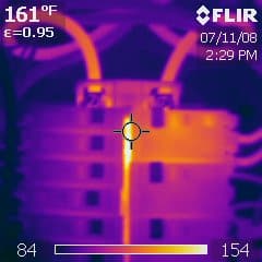 Infared Inspections hot Overheated main buss in an electrical panel